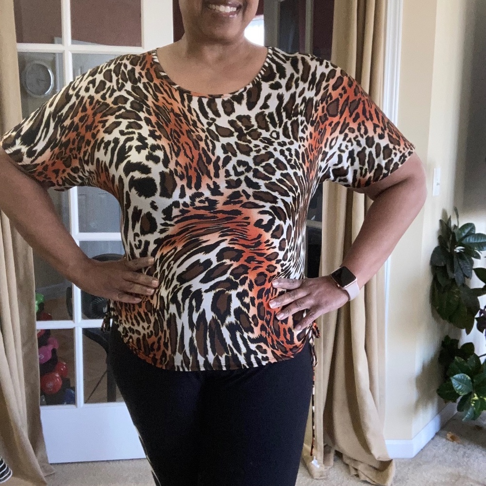 Purple Rain Animal Print Ruched Top, size M